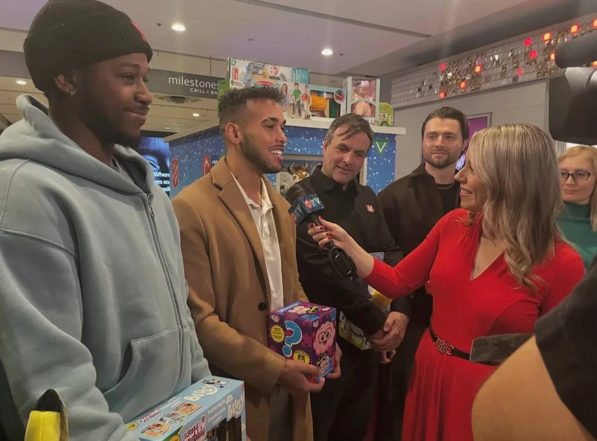 WLTH being interviewed by CTV at the Toy Mountain campaign